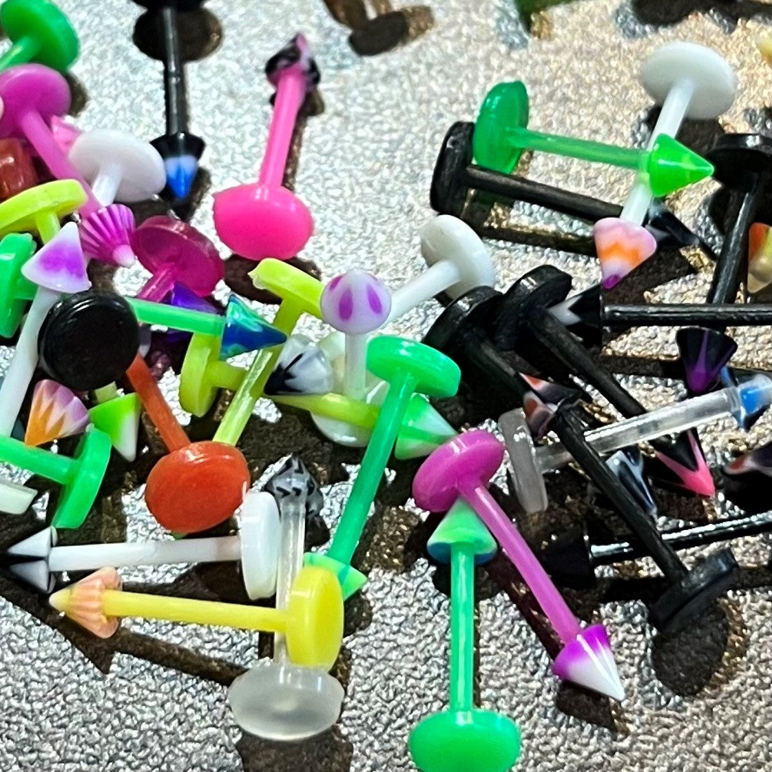 Acrylic Spiked or Ball Labret Mixed Colors - 20 Pack