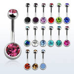 Titanium Standard Double Gem Belly Banana External Thread