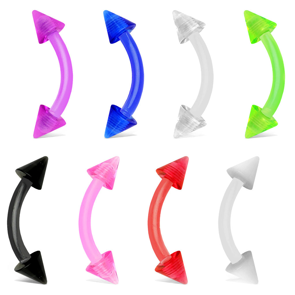 Acrylic Flexible Curved Barbell with Spike Ends