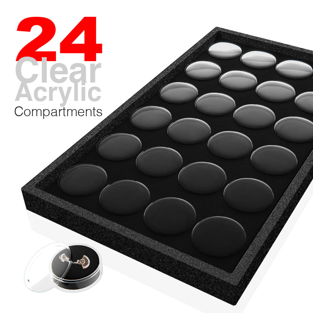 Display with Removable Acrylic Jars and Velvet Insert 3 sizes
