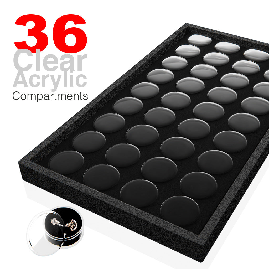 Display with Removable Acrylic Jars and Velvet Insert 3 sizes