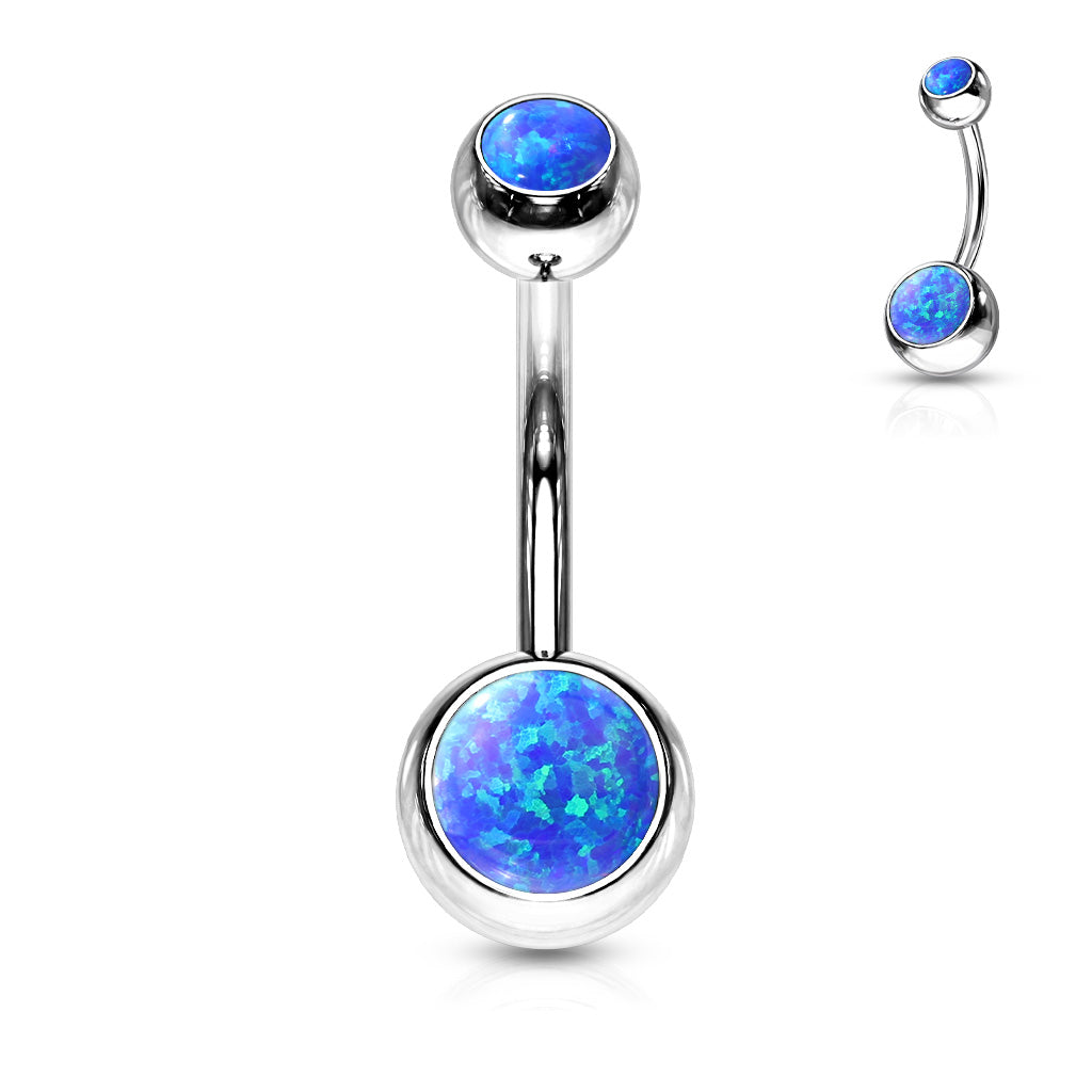 Surgical Steel Opal Double Jewel Belly Banana External Thread