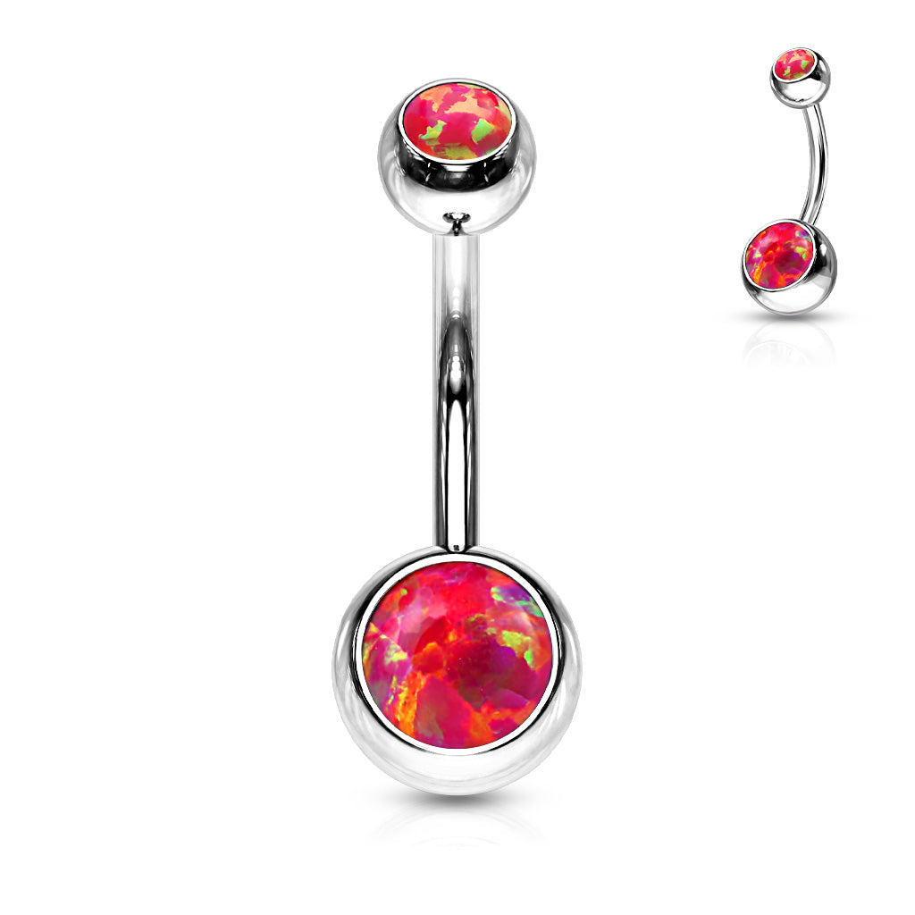 Surgical Steel Opal Double Jewel Belly Banana External Thread