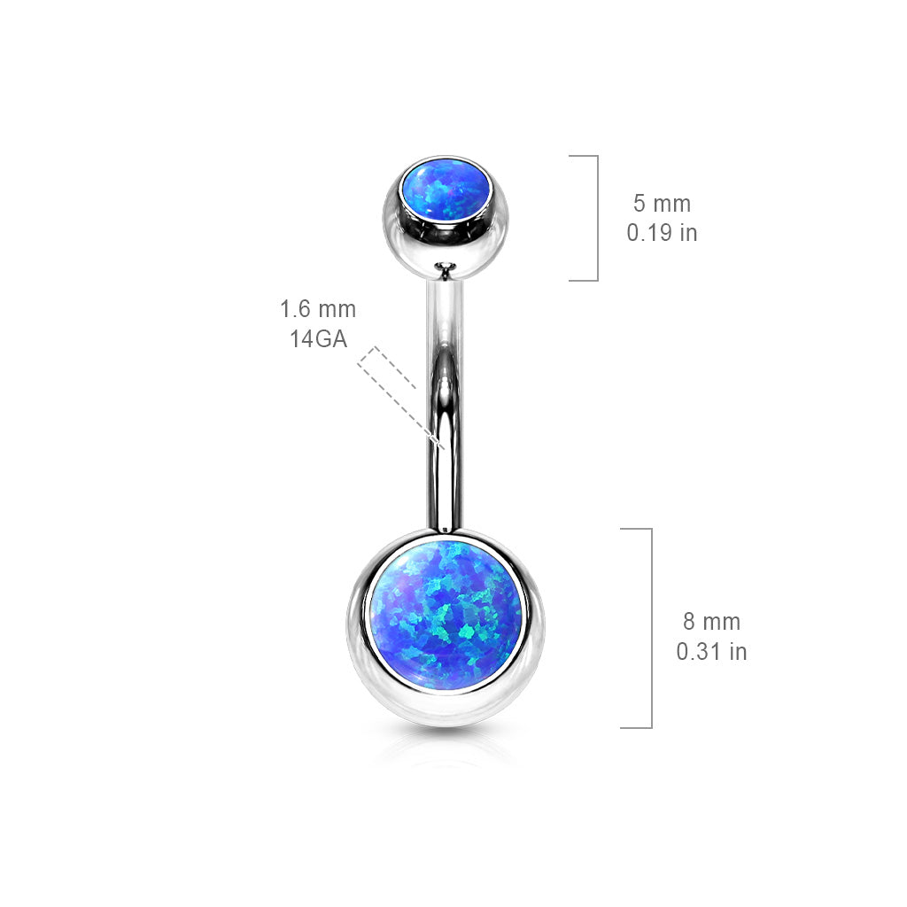 Surgical Steel Opal Double Jewel Belly Banana External Thread