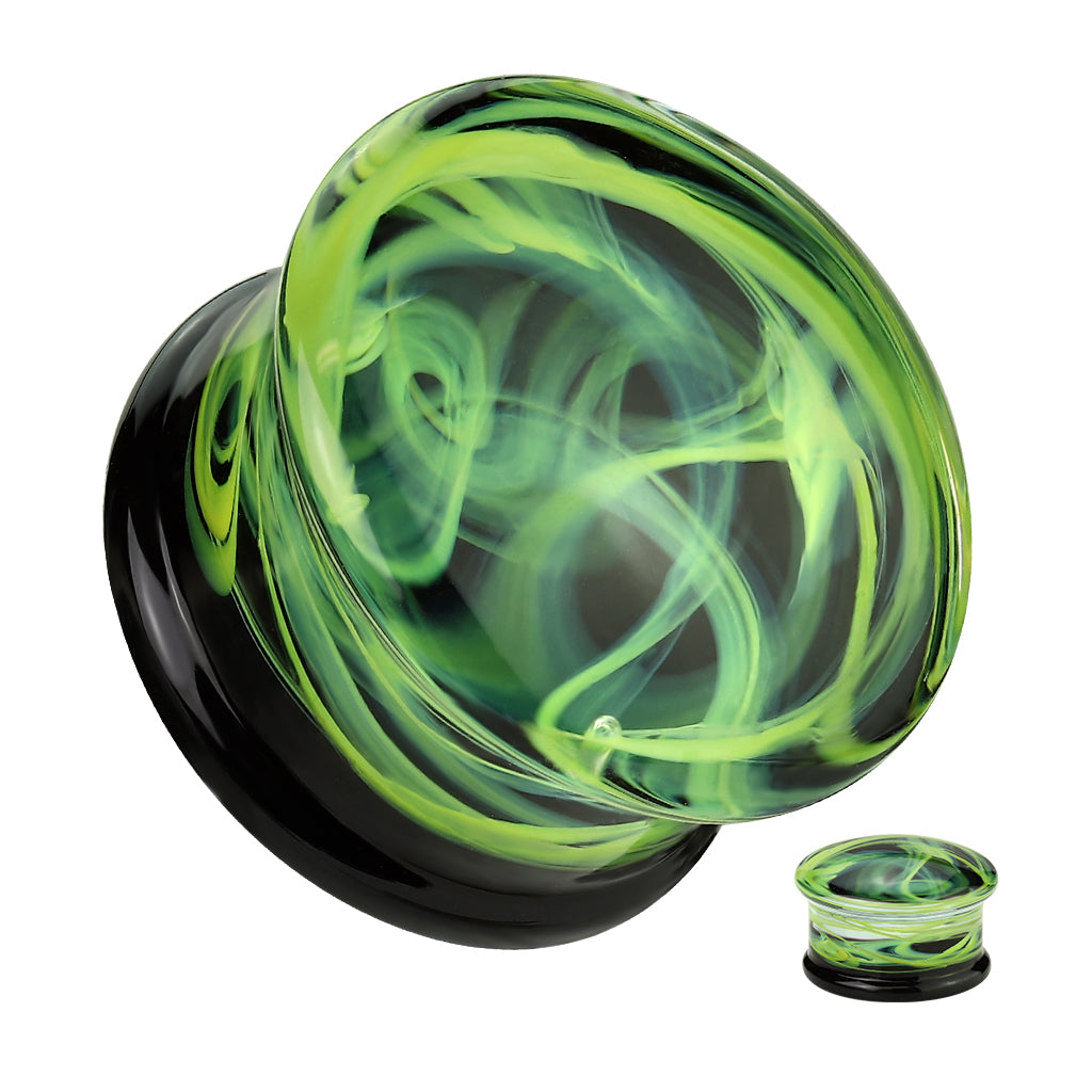 Double Flare Pyrex Glass Yellow Swirling Smoke Plug
