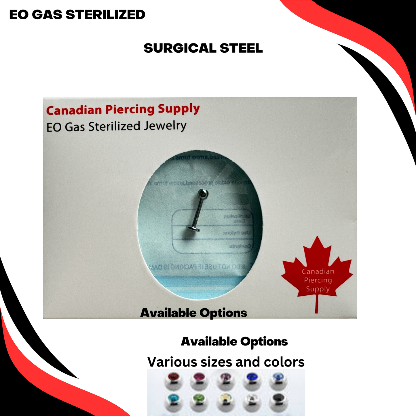 Pre-Sterilized Surgical Steel Labrets with External Thread CZ Ball