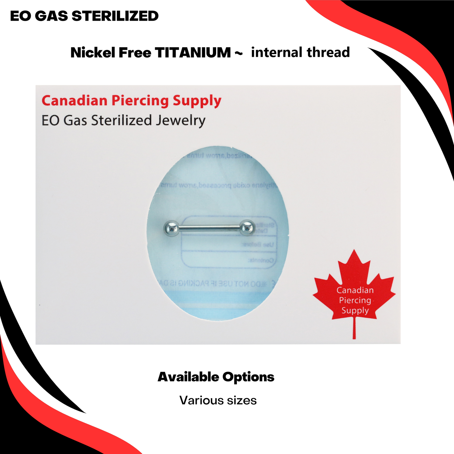 Pre-Sterilized Titanium Internal Thread Straight Barbell