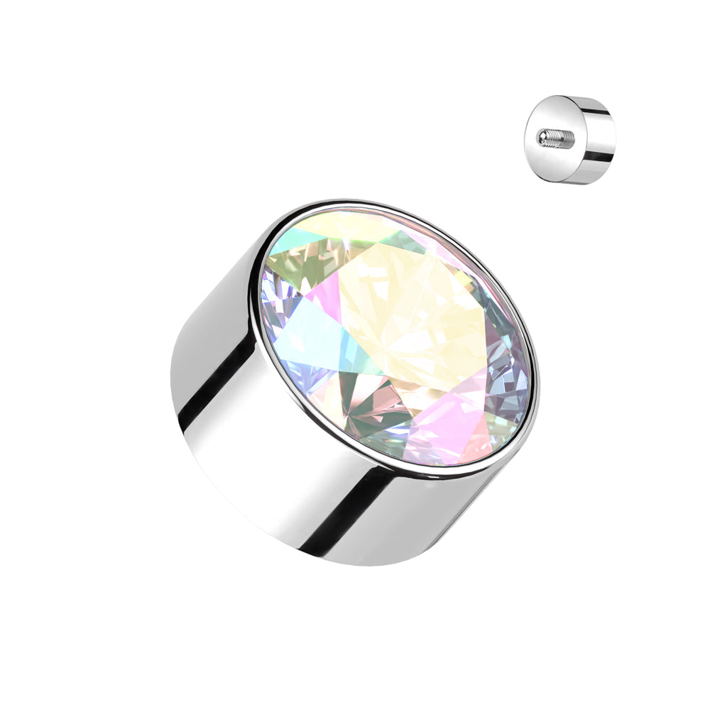 Internally Threaded Titanium Round Bezel Gem Tops