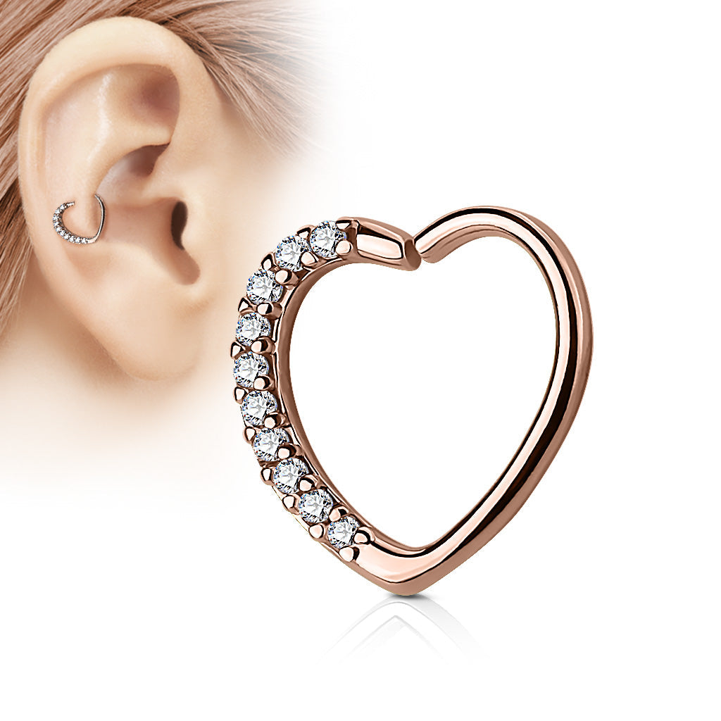 Surgical Steel Annealed CZ Heart Left or Right Ear