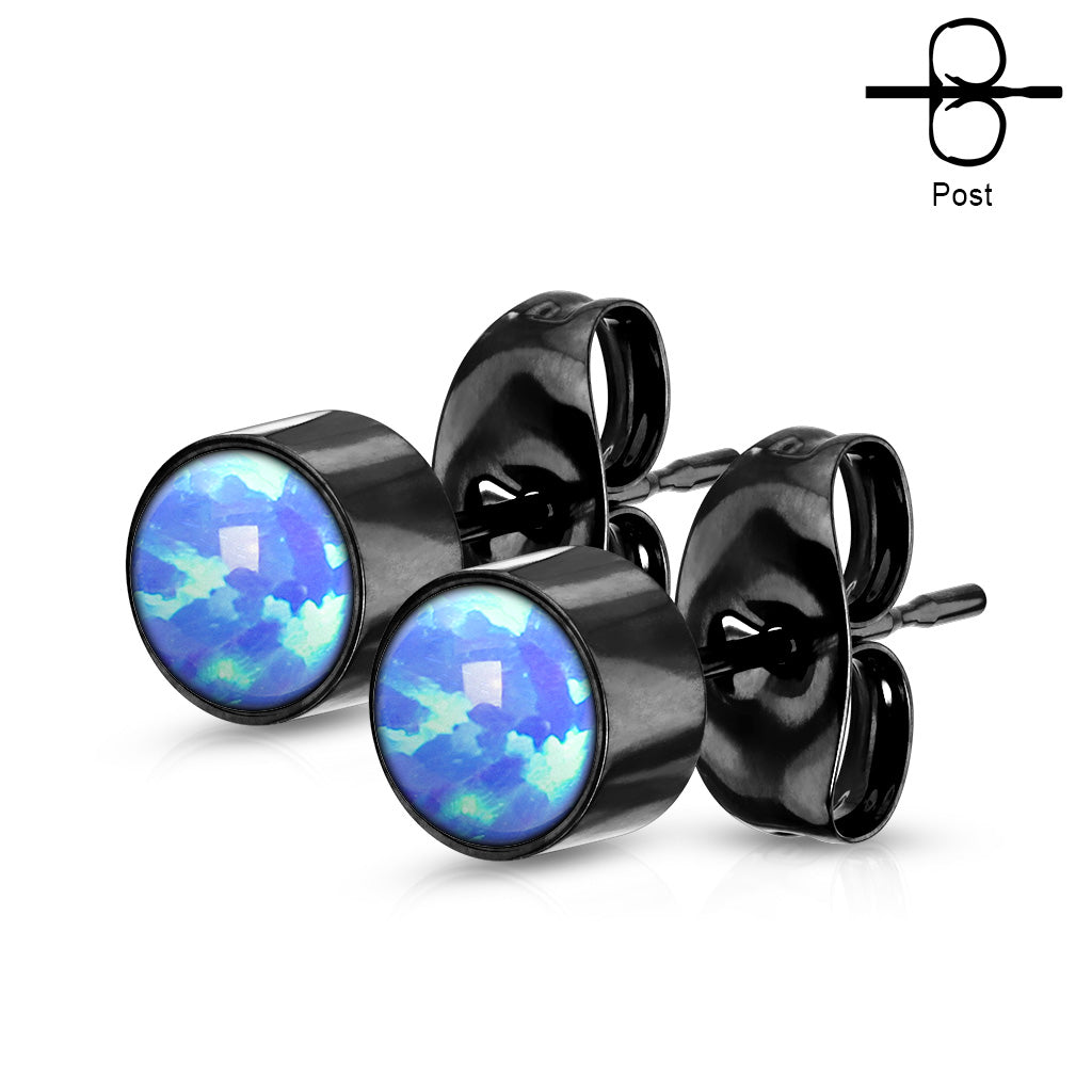 Surgical Steel Opal Bezel Set CZ Earrings ~ CLEARANCE