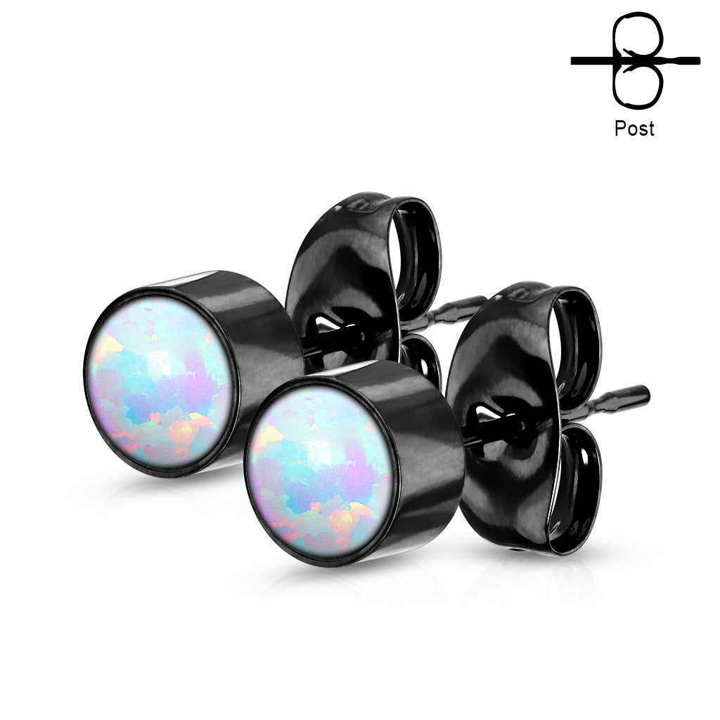 Surgical Steel Opal Bezel Set CZ Earrings ~ CLEARANCE