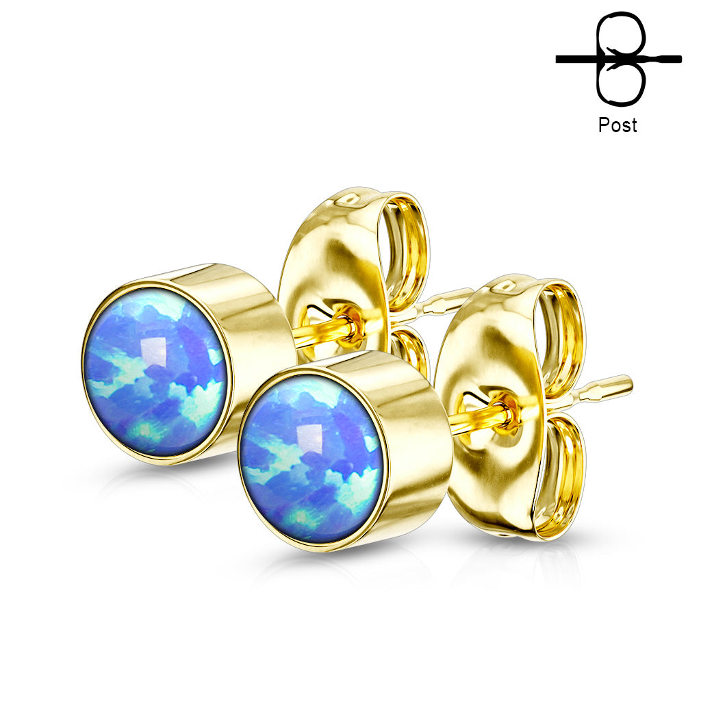 Surgical Steel Opal Bezel Set CZ Earrings ~ CLEARANCE