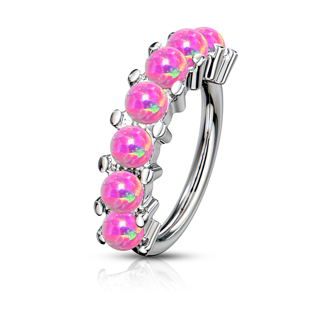 Annealed 7 Opal Lined 8mm rings in Surgical Steel