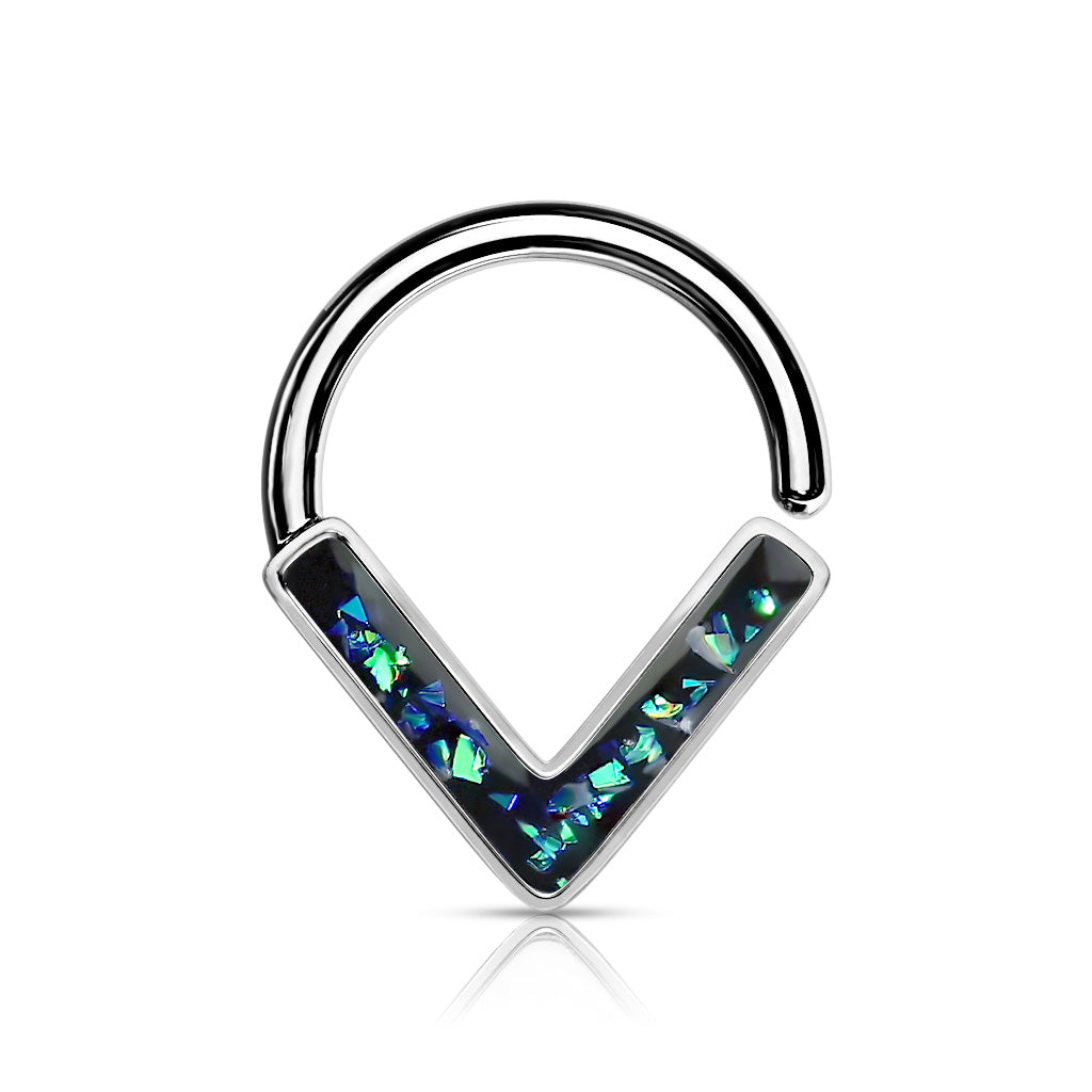 Surgical Steel Annealed Opal Glitter Chevron