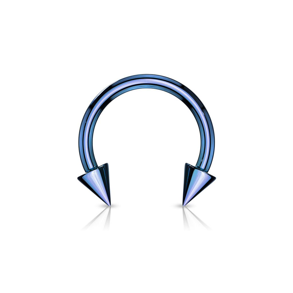 Surgical Steel Colored Horseshoe with Spike Ends External Thread