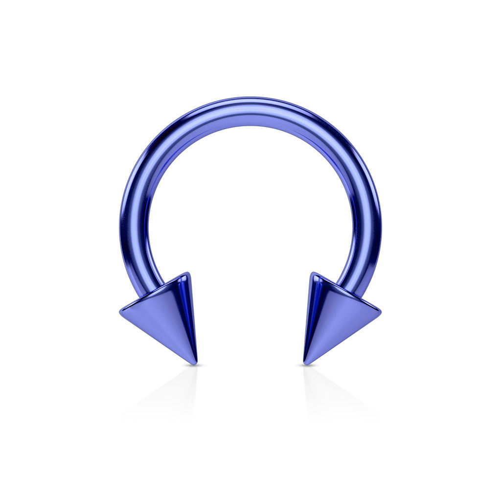 Surgical Steel Colored Horseshoe with Spike Ends External Thread