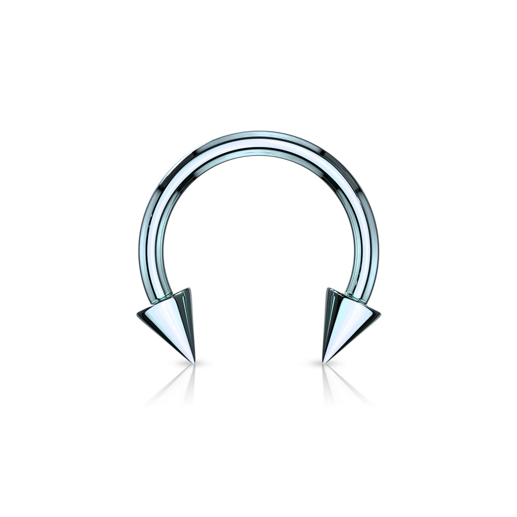 Surgical Steel Colored Horseshoe with Spike Ends External Thread