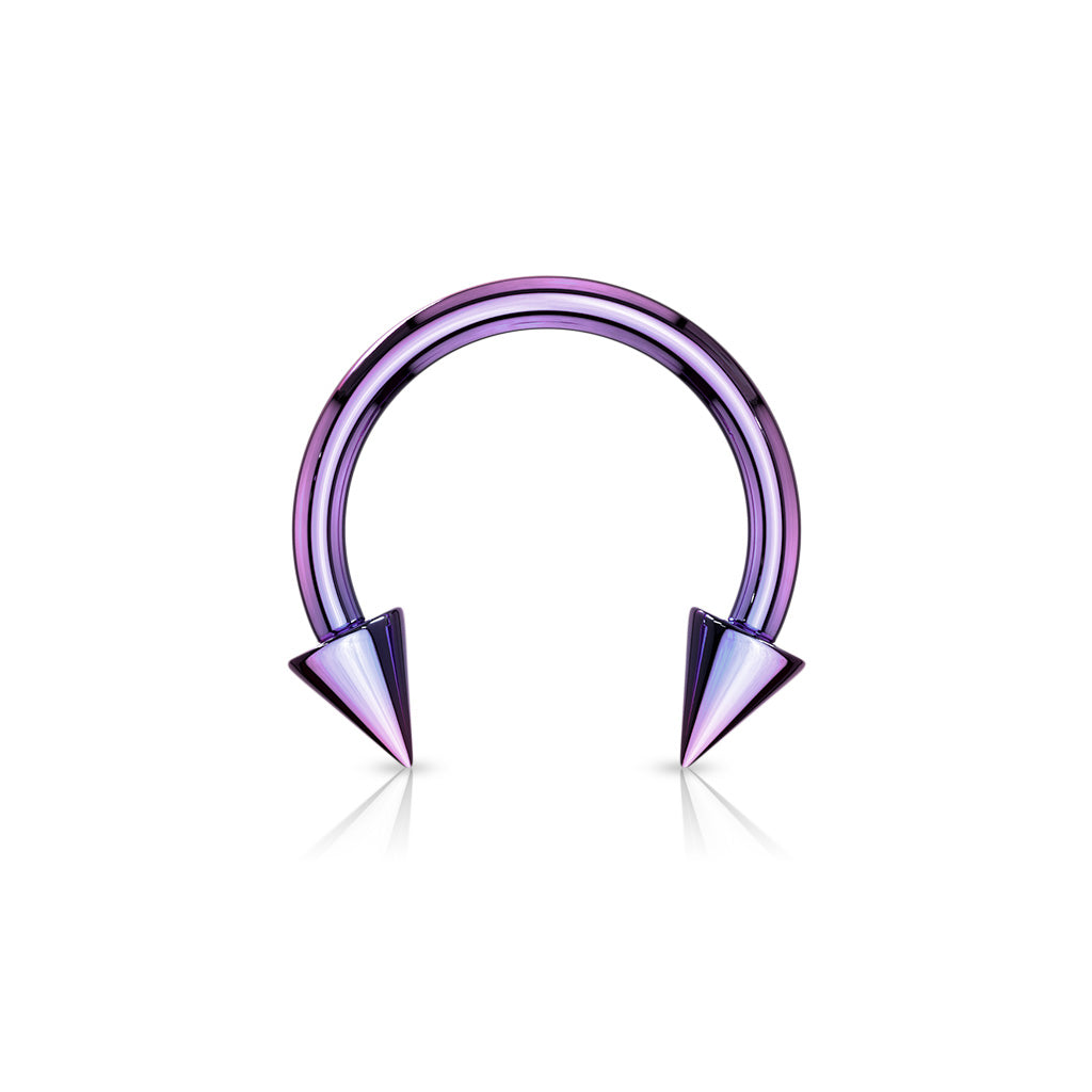 Surgical Steel Colored Horseshoe with Spike Ends External Thread