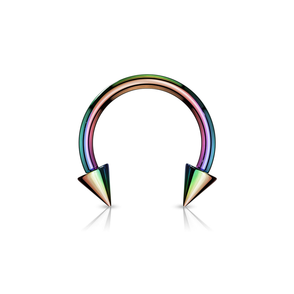 Surgical Steel Colored Horseshoe with Spike Ends External Thread