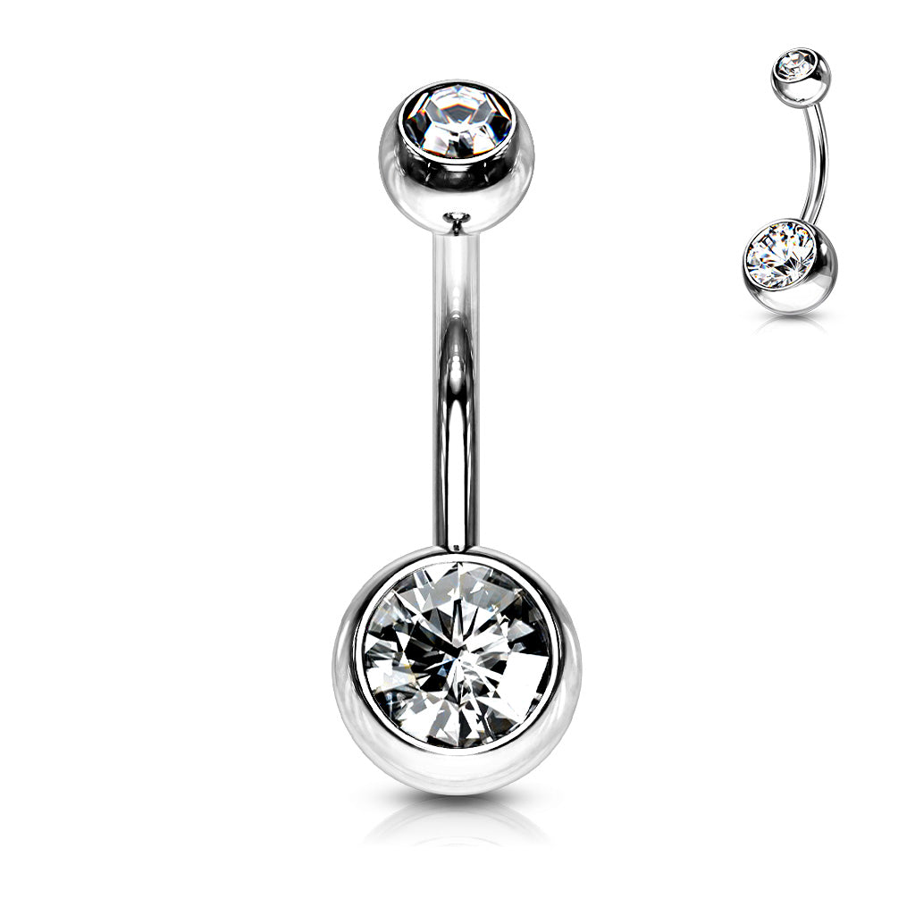 Belly Banana Standard Double Gem Surgical Steel External Thread