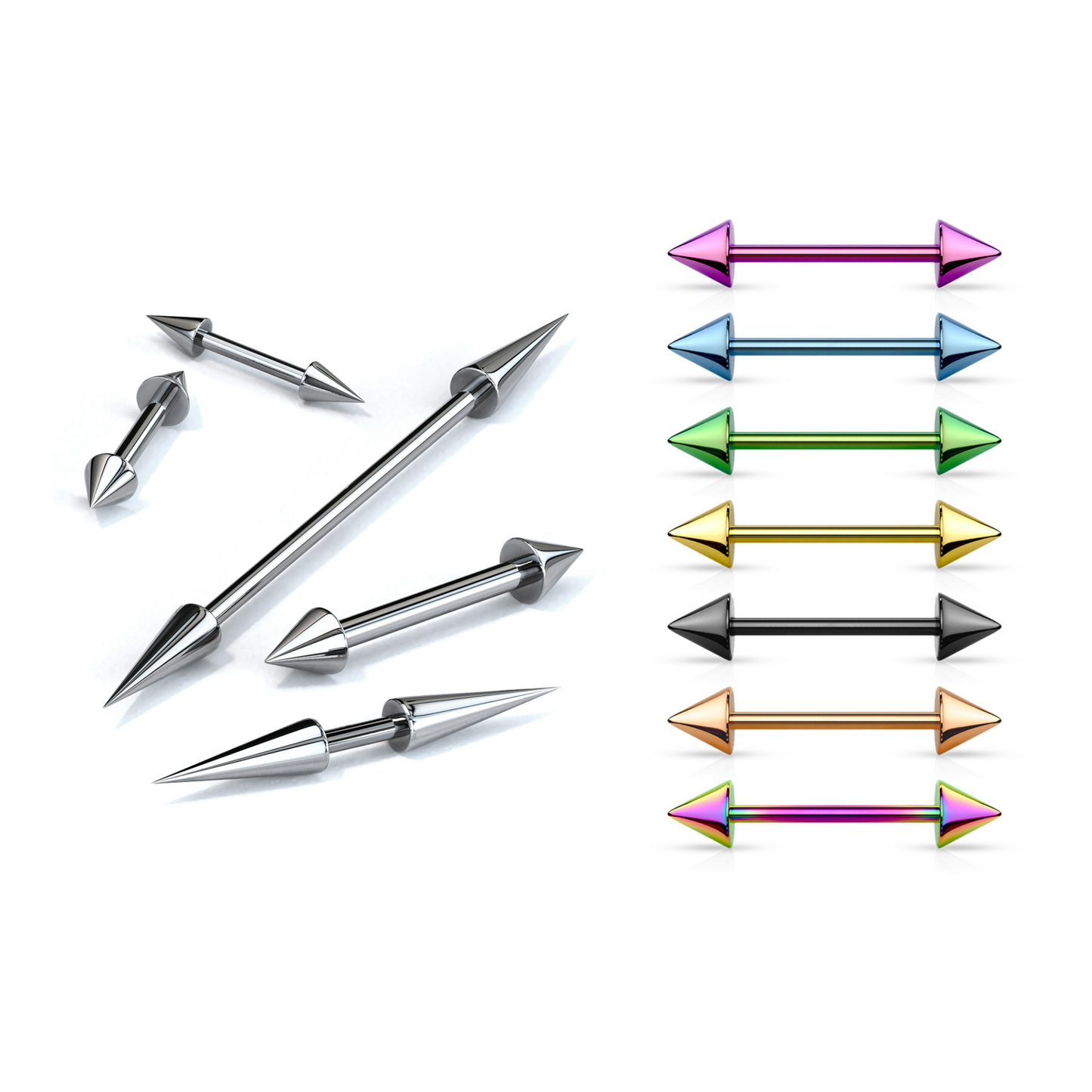 Surgical Steel Externally Threaded Barbells with Spike Ends