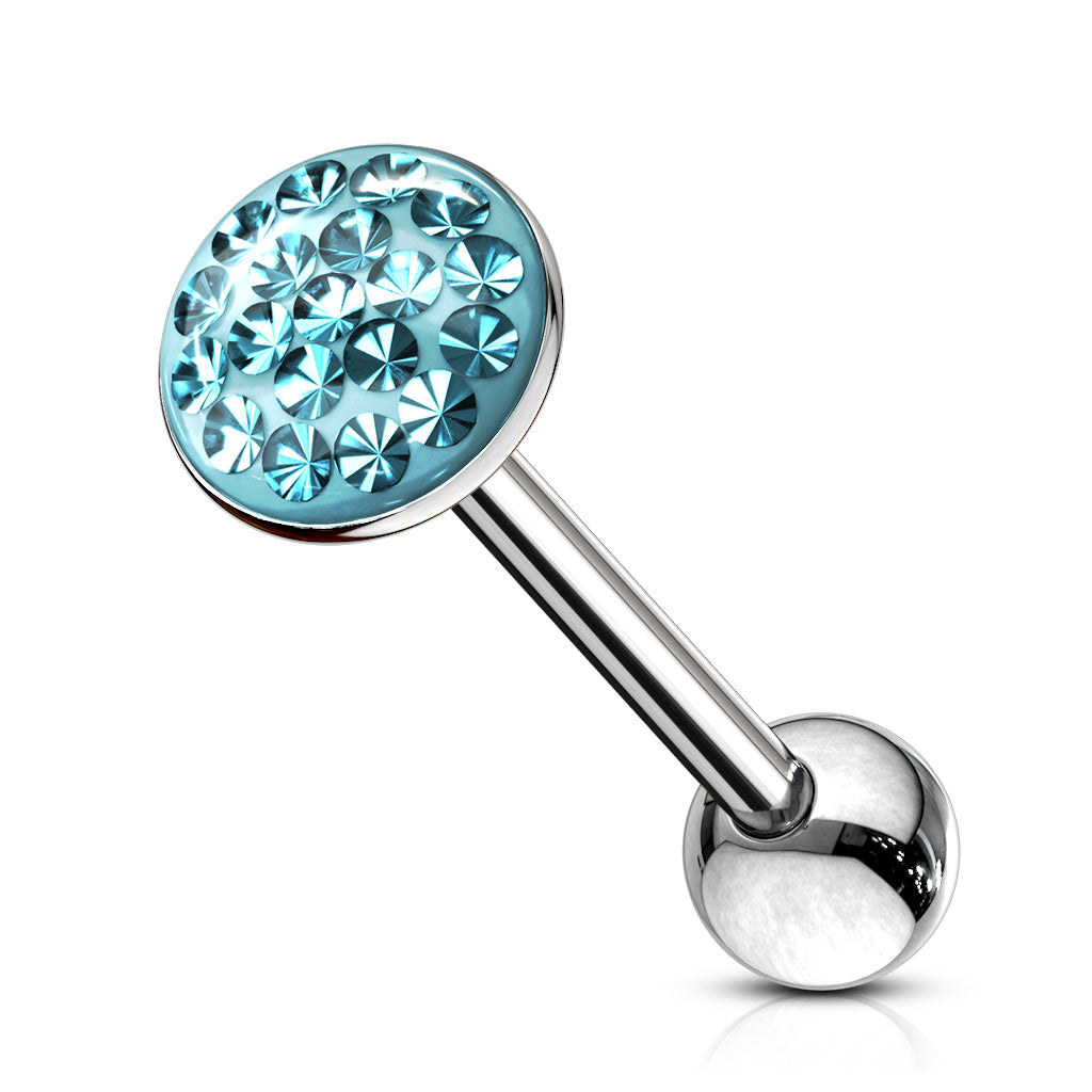 Surgical Steel Tongue Barbell with Smooth Epoxy Paved Gem
