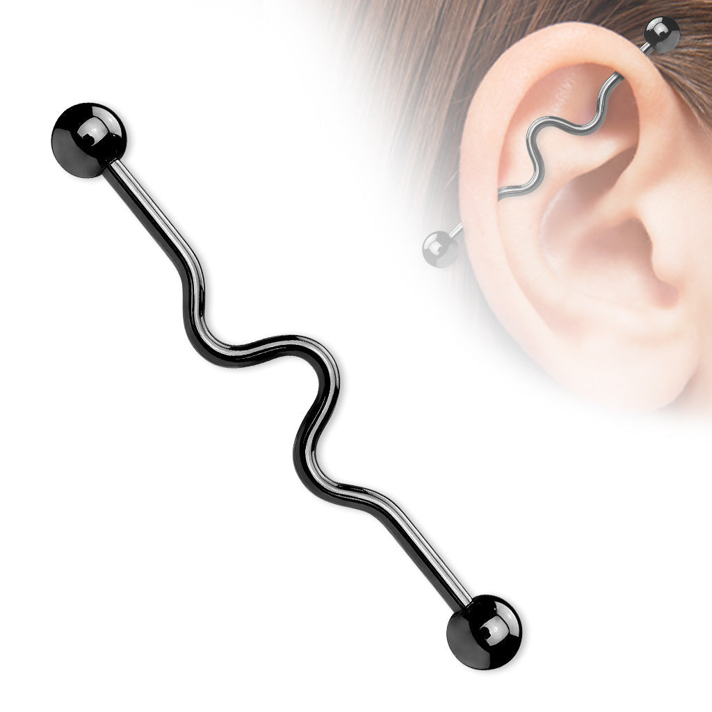 Wavy Industrial Surgical Steel External Thread Barbell