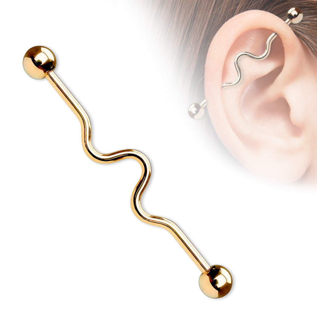 Wavy Industrial Surgical Steel External Thread Barbell