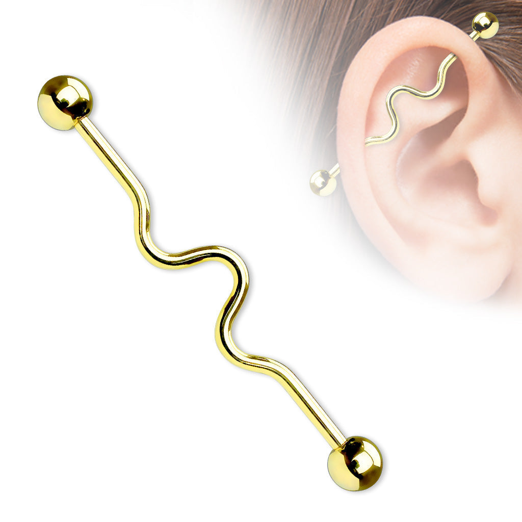 Wavy Industrial Surgical Steel External Thread Barbell