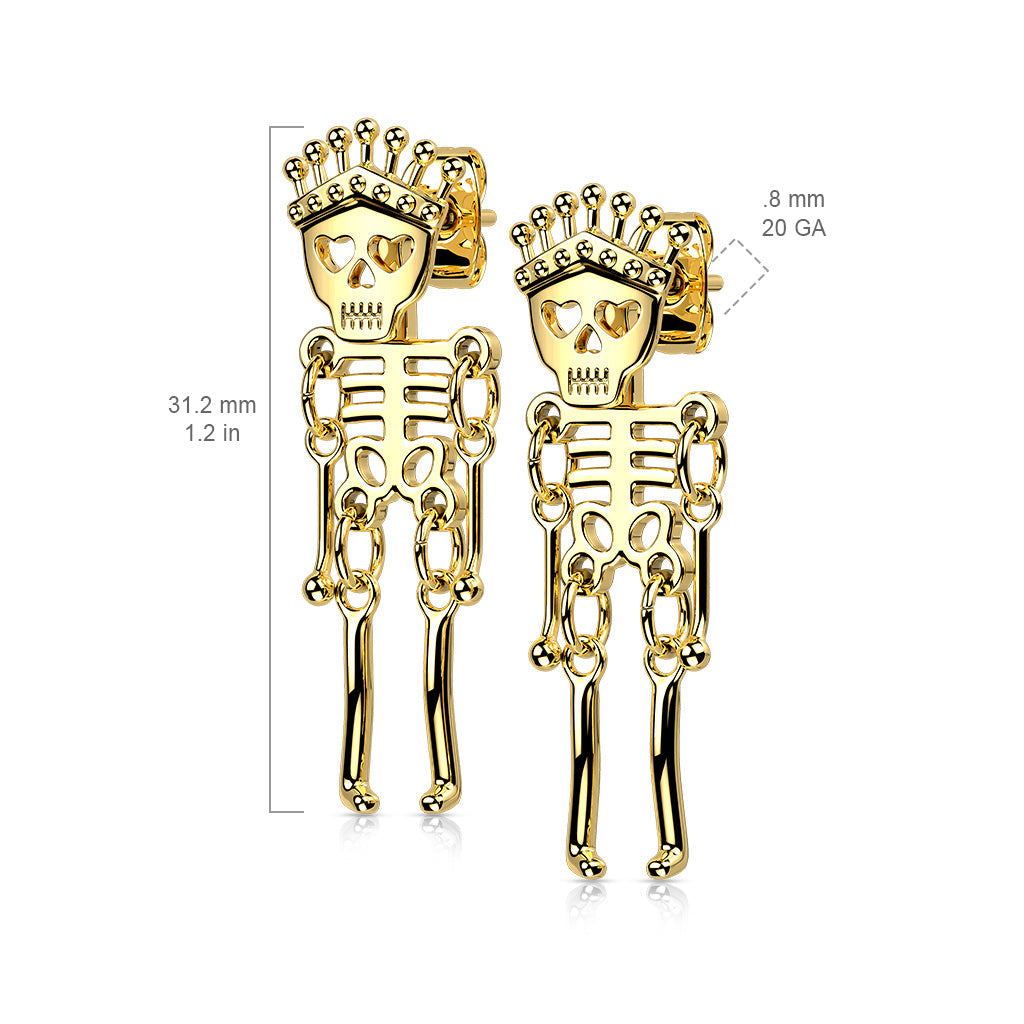 Skeleton Dangle Surgical Steel Earrings