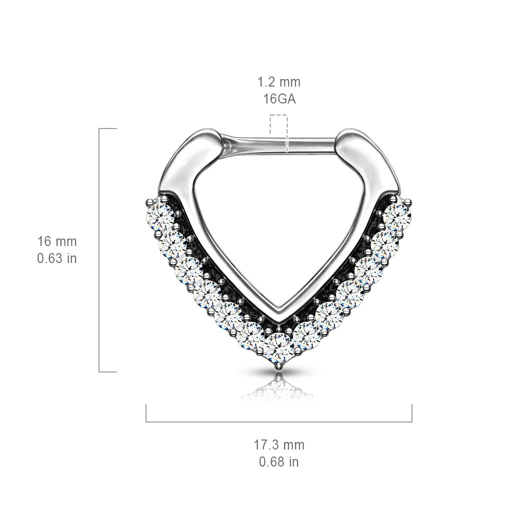 Surgical Steel Chevron CZ Clicker 16G 8mm only - CLEARANCE