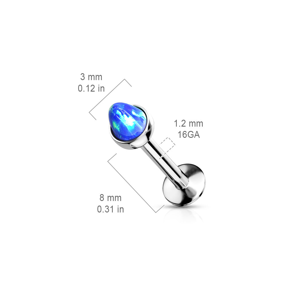 Surgical Steel Internal Thread Opal Spike Labret