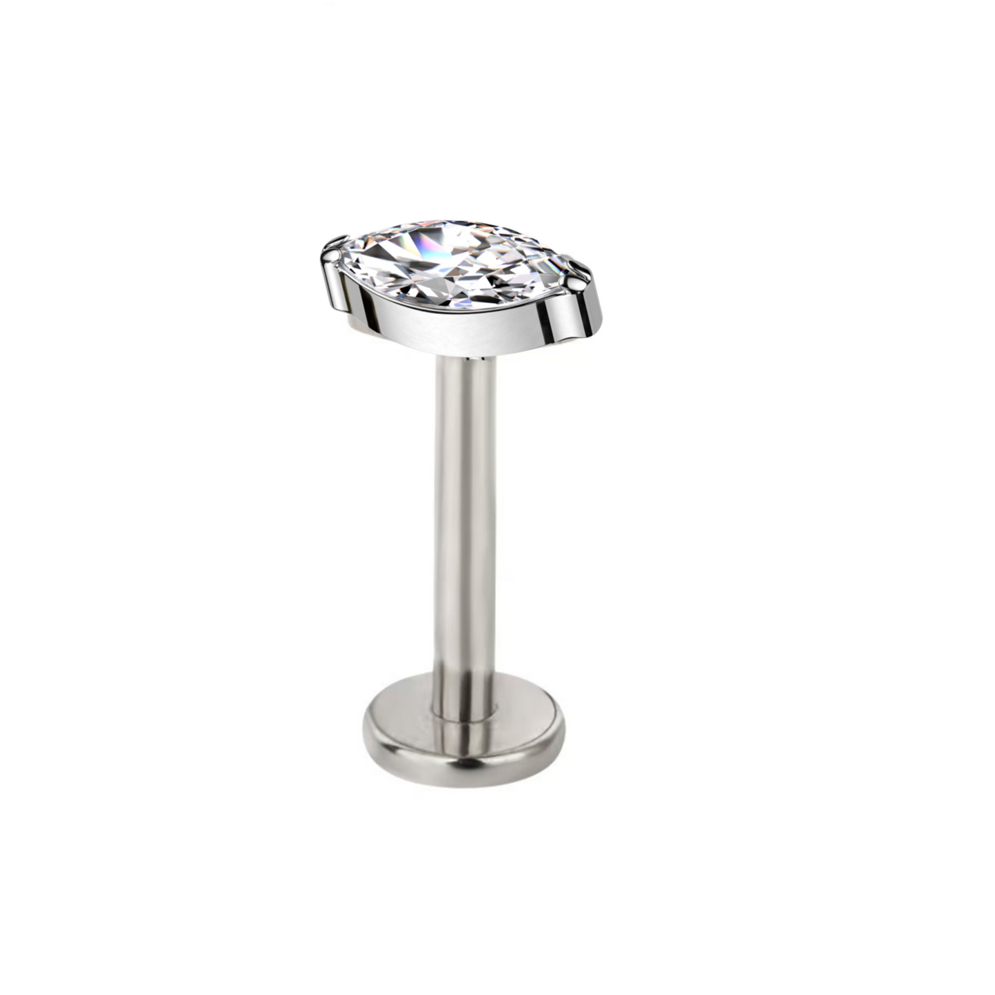 Surgical Steel Internally Threaded Single Marquise Labret