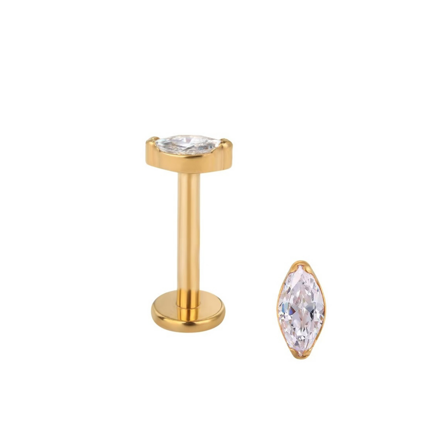 Surgical Steel Internally Threaded Single Marquise Labret