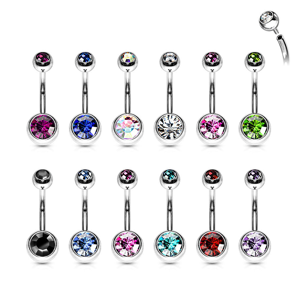 Surgical Steel Double Jewel Standard Belly Banana (CLEARANCE see description)