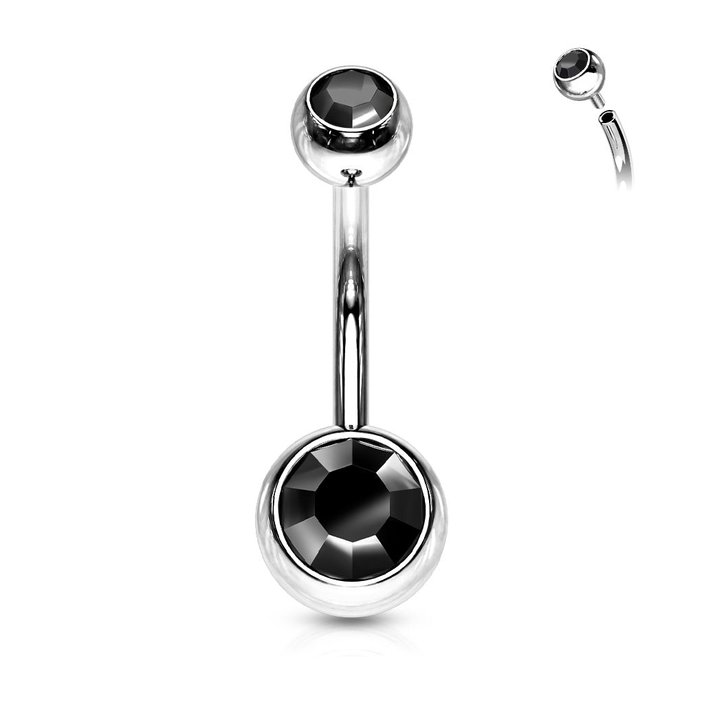 Surgical Steel Double Jewel Internally Threaded Standard Belly Banana
