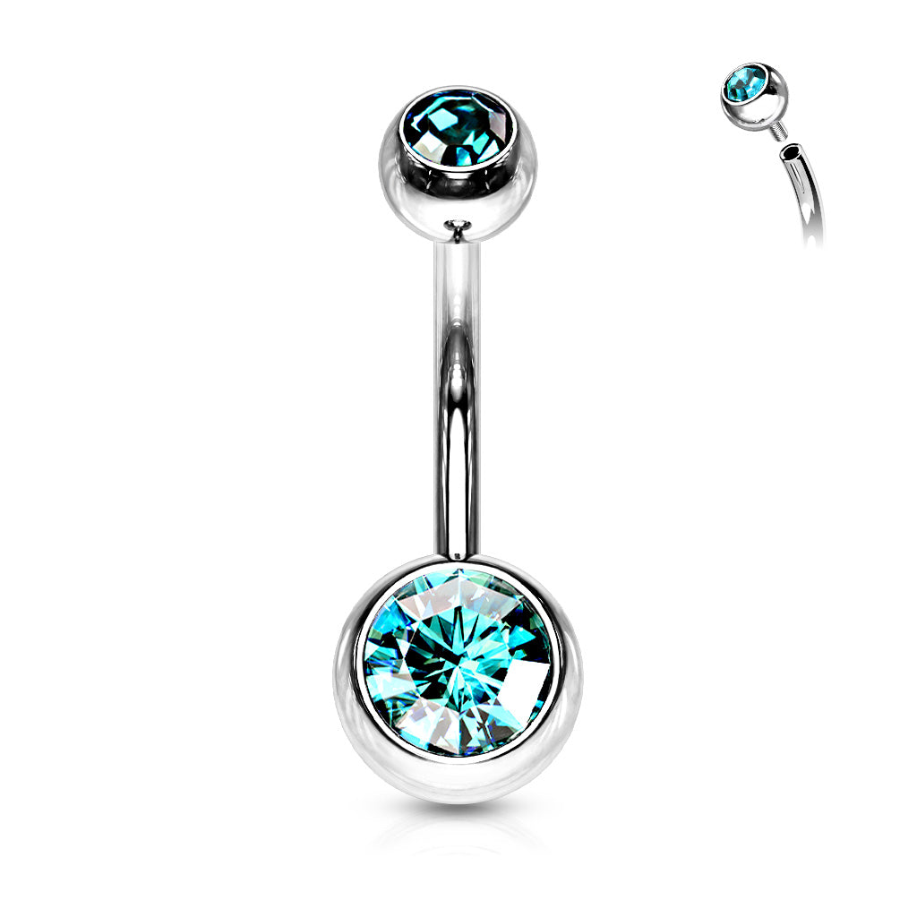 Surgical Steel Double Jewel Internally Threaded Standard Belly Banana