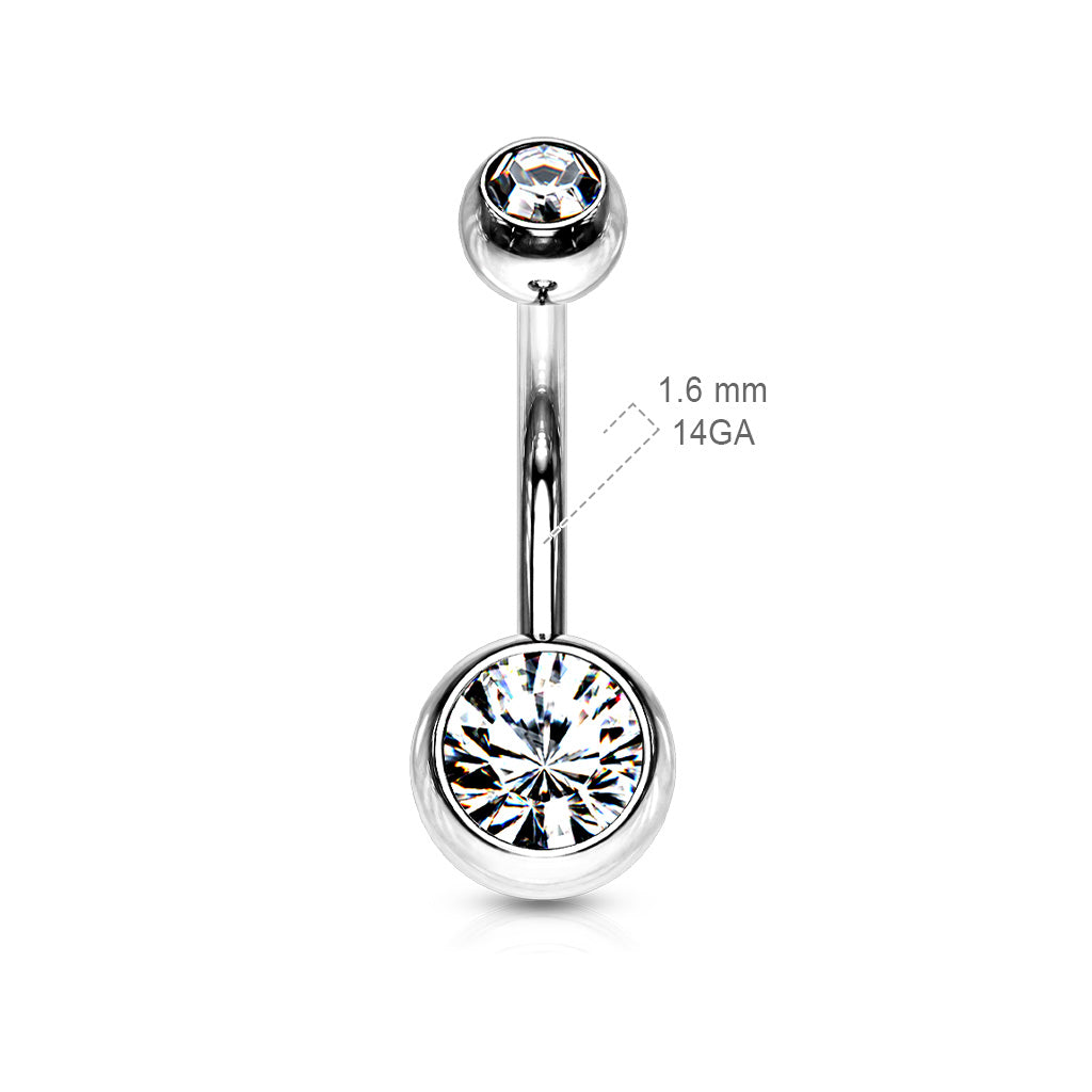 Surgical Steel Double Jewel Internally Threaded Standard Belly Banana