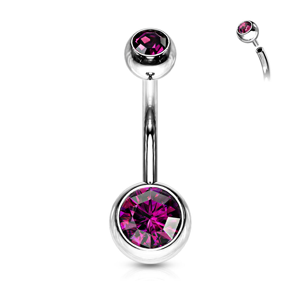 Surgical Steel Double Jewel Internally Threaded Standard Belly Banana