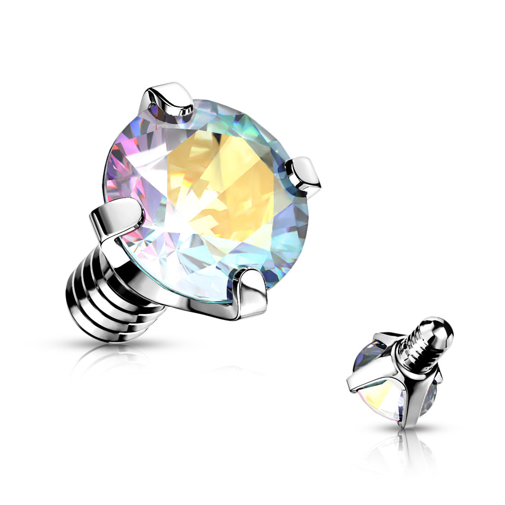 Internally Threaded Surgical Steel Prong Gem Tops