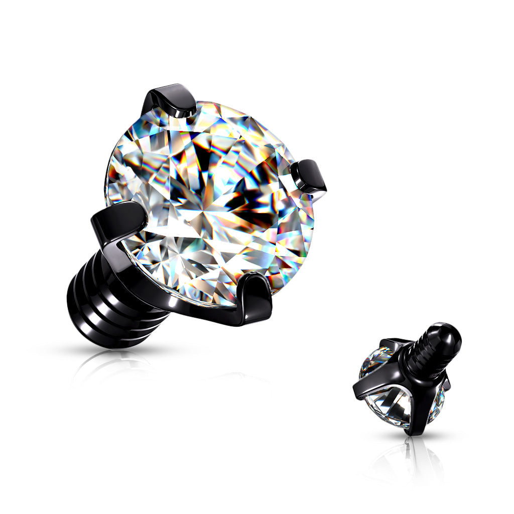 Internally Threaded Surgical Steel Prong Gem Tops