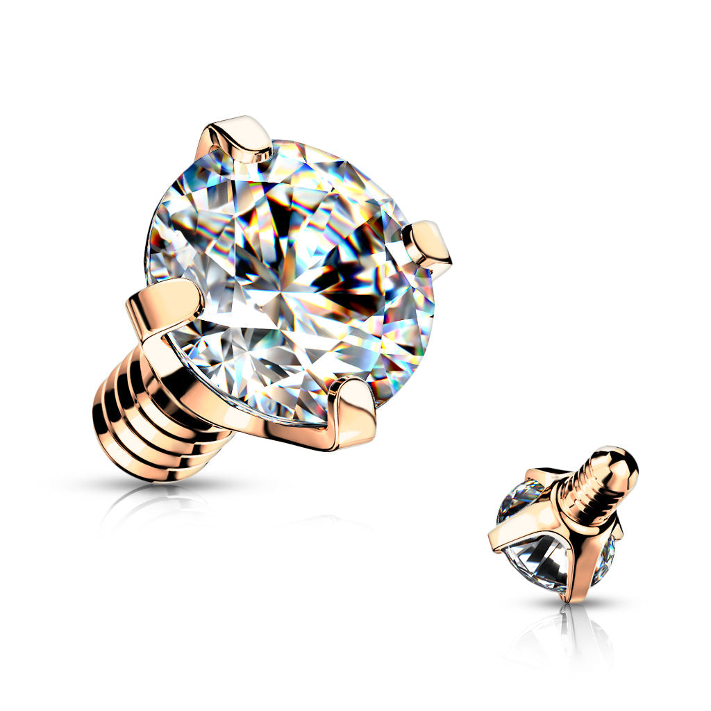 Internally Threaded Surgical Steel Prong Gem Tops