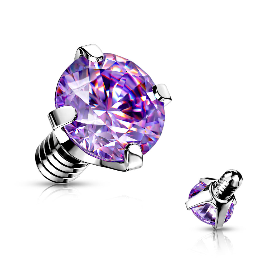 Internally Threaded Surgical Steel Prong Gem Tops
