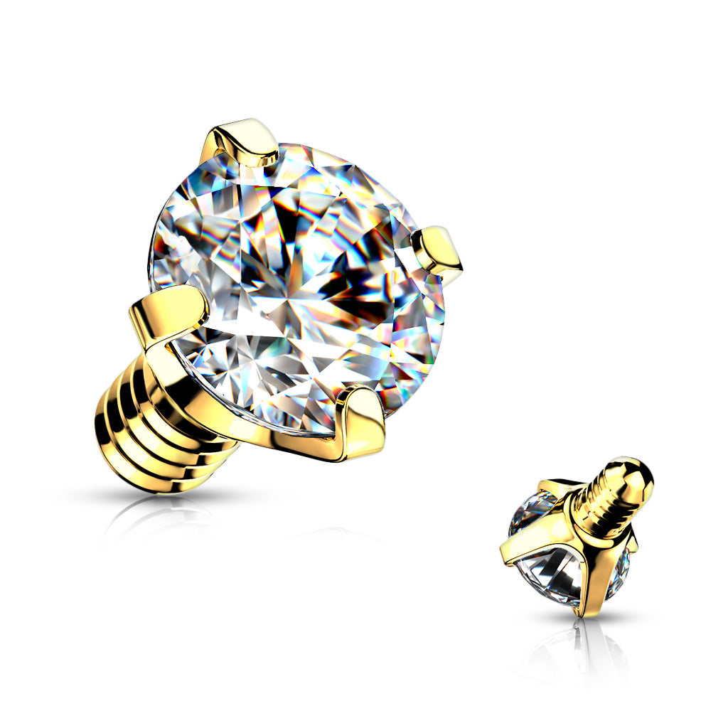 Internally Threaded Surgical Steel Prong Gem Tops