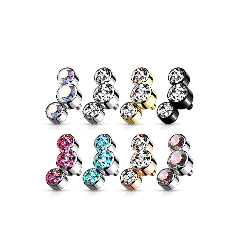 Surgical Steel Internally Threaded 3 Curve Bezel Set Top Only