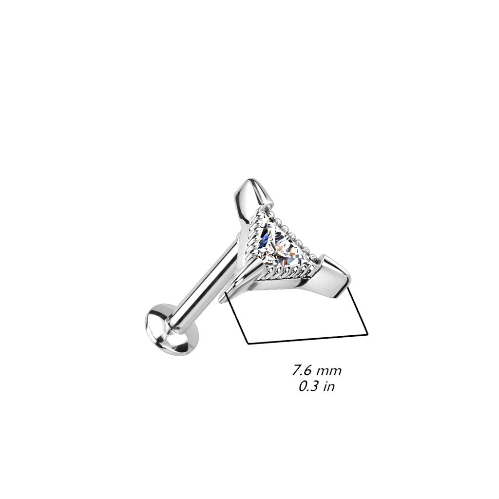 Surgical Steel Threadless CZ Triangle UFO Labret Combo - Discontinued
