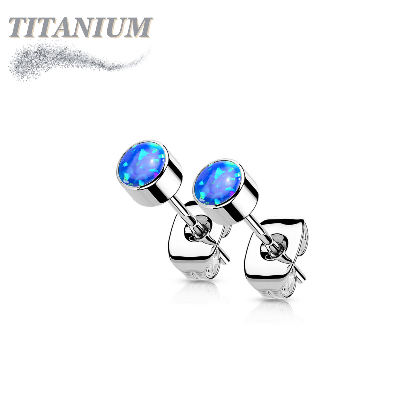 All Titanium Opal Bezel Set CZ Earrings