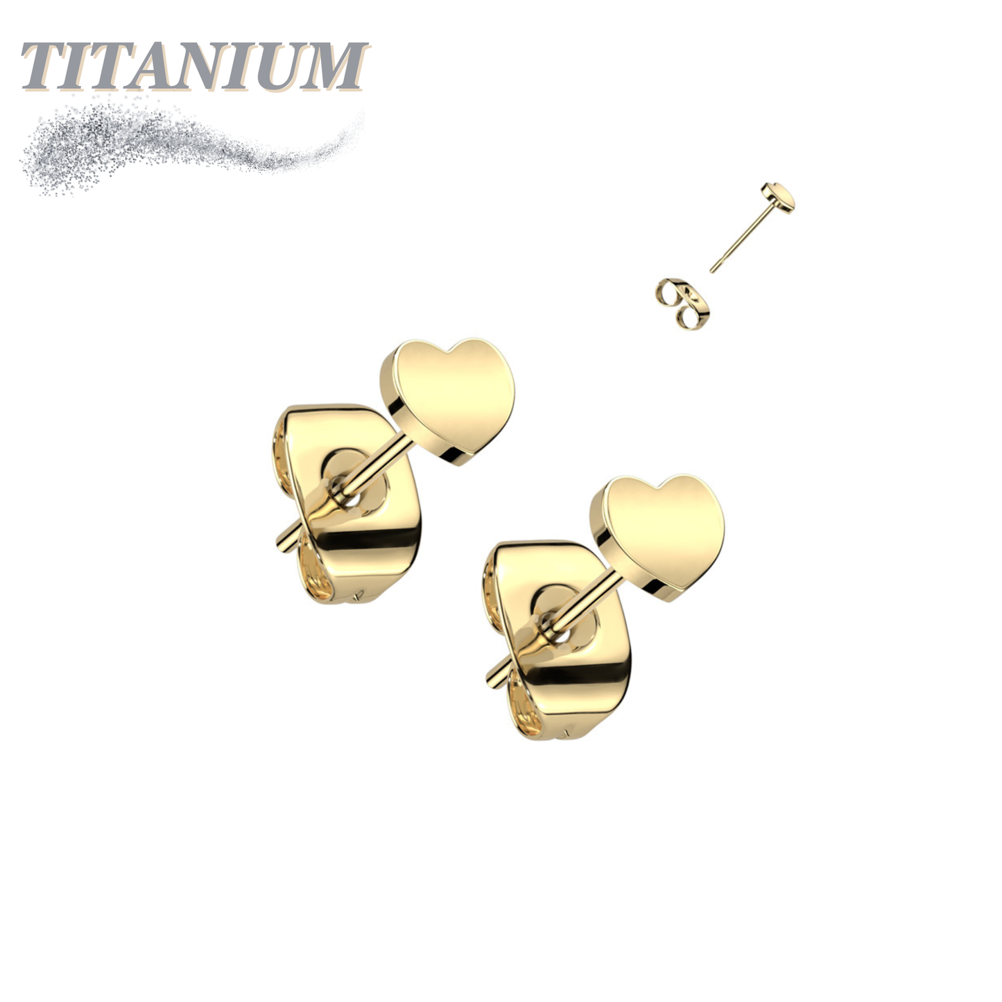 All Titanium Heart Top Earrings with Titanium Backs