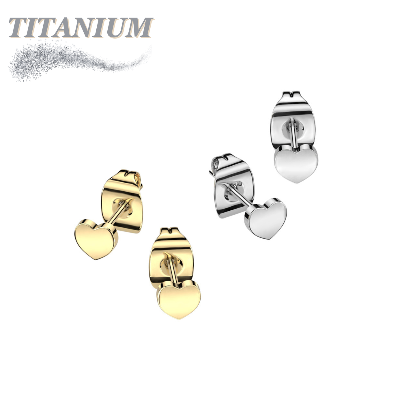 All Titanium Heart Top Earrings with Titanium Backs