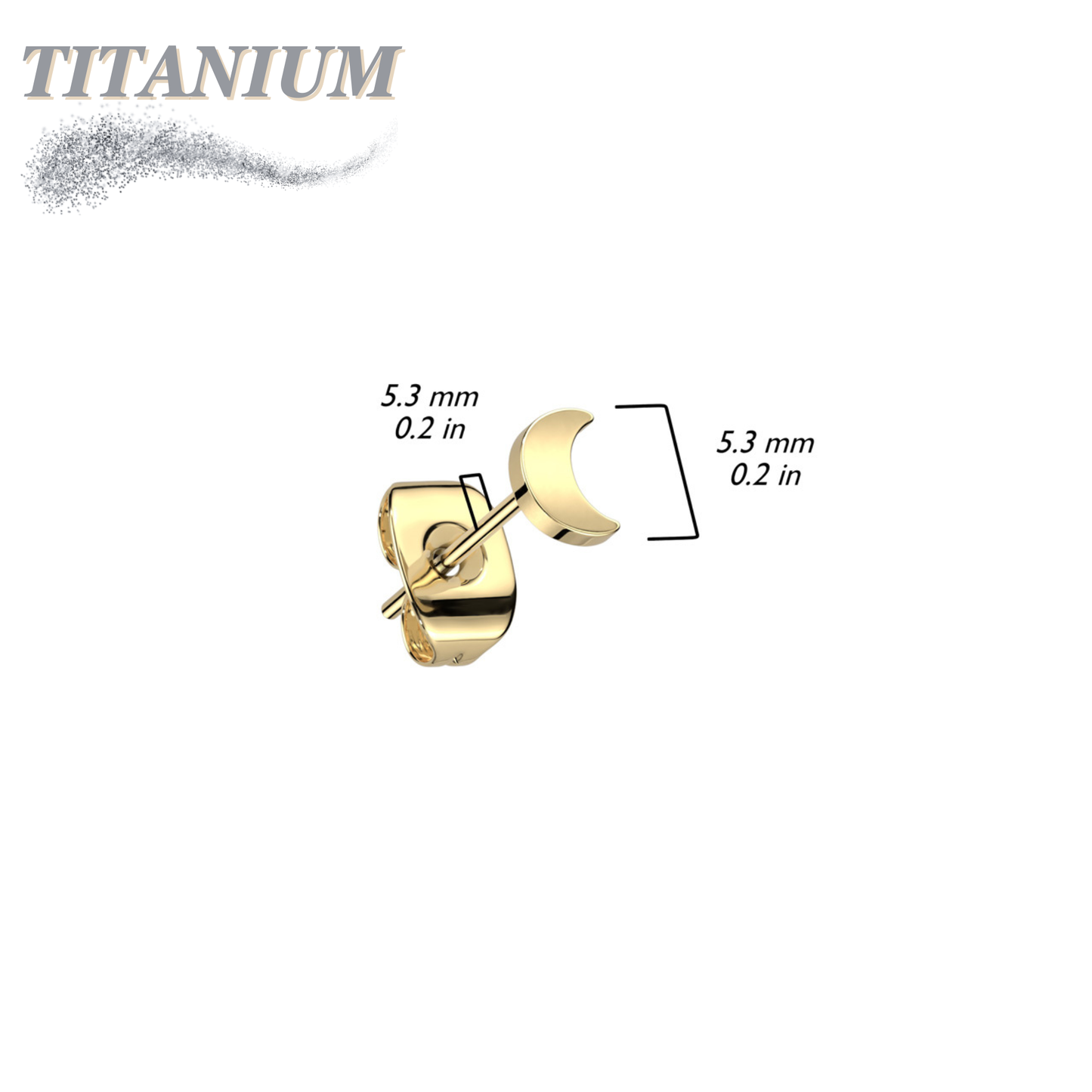 All Titanium Crescent Moon Top Earrings